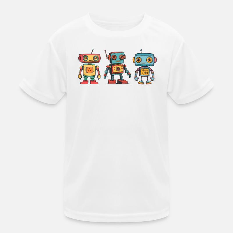 Nostalgische Retro Roboter Illustration Kinder Funktions-T-Shirt