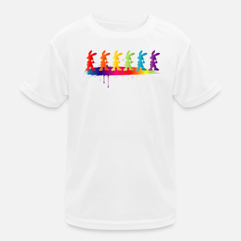 Bunte Hasen Silhouette Regenbogen Kinder Motiv Kinder Funktions-T-Shirt