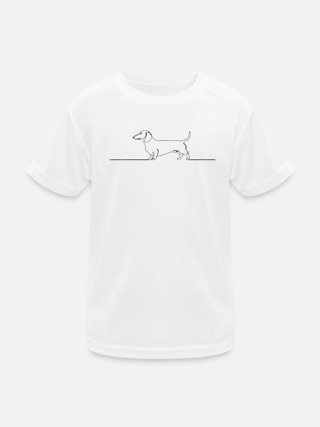 Dachshund Dachshund One Line Art - Kids Functional T-Shirt - white - Front