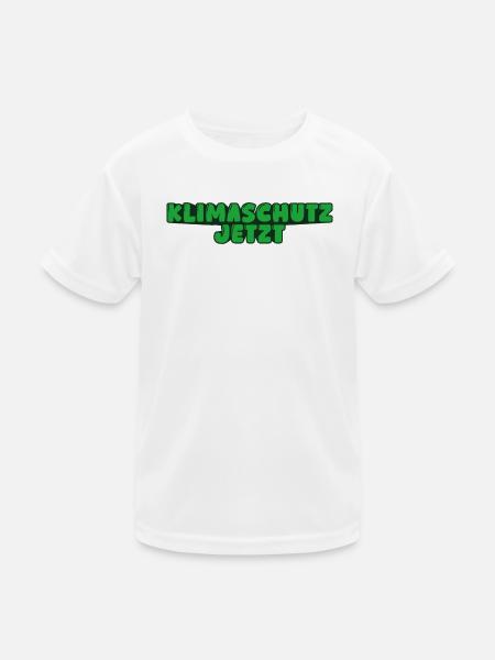 Klimaschutz jetzt - Kinder Funktions-T-Shirt - Weiß - Vorne