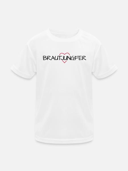 Brautjungfer Herz Junggesellinenabschied - Kinder Funktions-T-Shirt - Weiß - Vorne