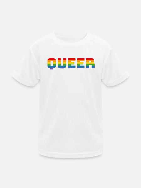 Rainbow queer LGBT CSD Shirt lgbtqi queer - Kids Functional T-Shirt - white - Front