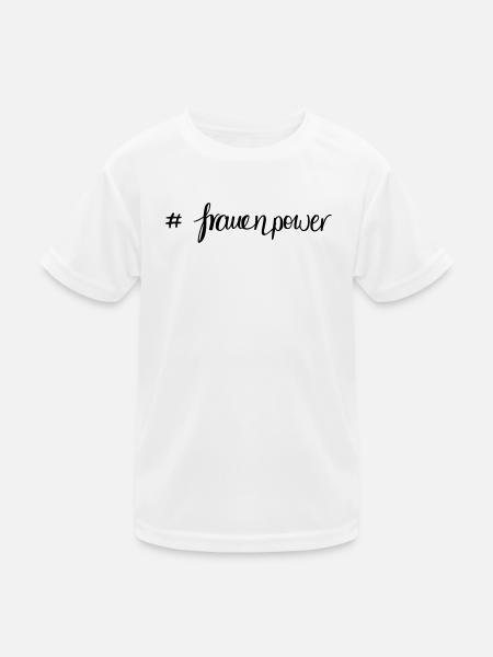frauenpower - Kinder Funktions-T-Shirt - Weiß - Vorne