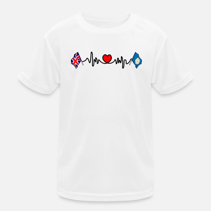Yorkshire + heartbeat + Great Britain flag Kids Functional T-Shirt