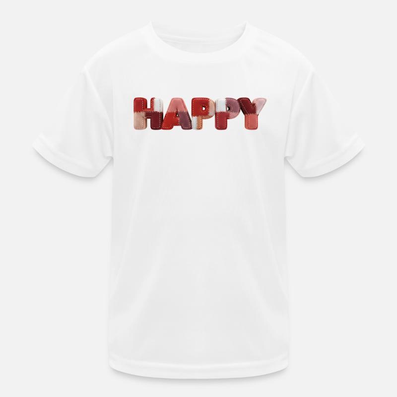 Happy Patchwork Design Stoffflicken Look Kinder Funktions-T-Shirt