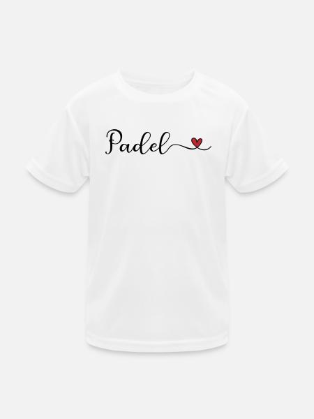 Padel Herz Design  - Kinder Funktions-T-Shirt - Weiß - Vorne