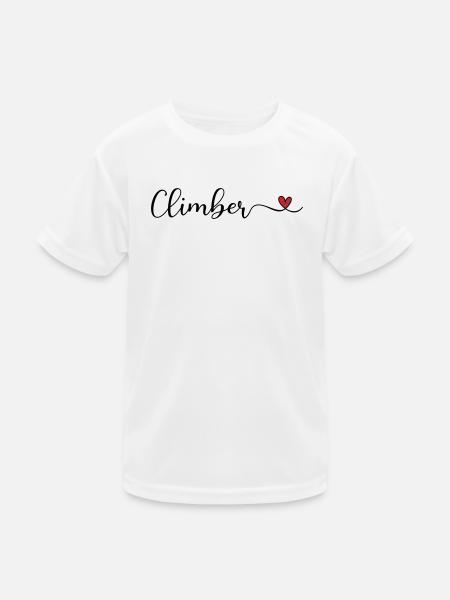 Kletterer Schriftzug mit Herz - Kinder Funktions-T-Shirt - Weiß - Vorne