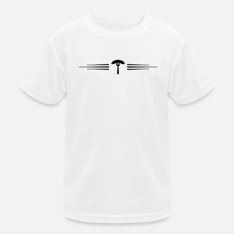 Wurst Gabel  Currywurst - Kinder Funktions-T-Shirt - Weiß