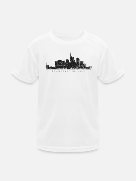 Frankfurt am Main Skyline (Vintage/Schwarz) - Kinder Funktions-T-Shirt - Weiß - Vorne