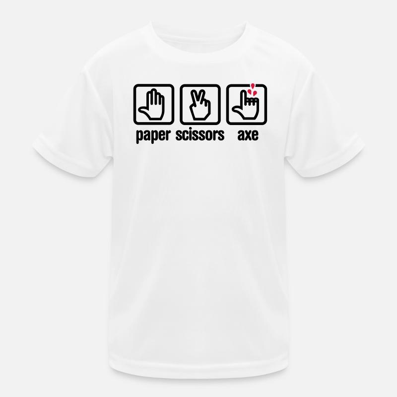 Papier - Schere - Axt - Stein - Holzfäller - Kinder Funktions-T-Shirt - Weiß