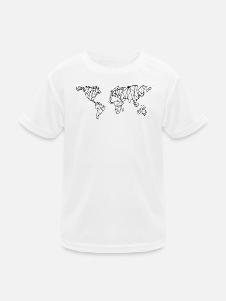 Weltkarte - Kinder Funktions-T-Shirt - Weiß - Vorne