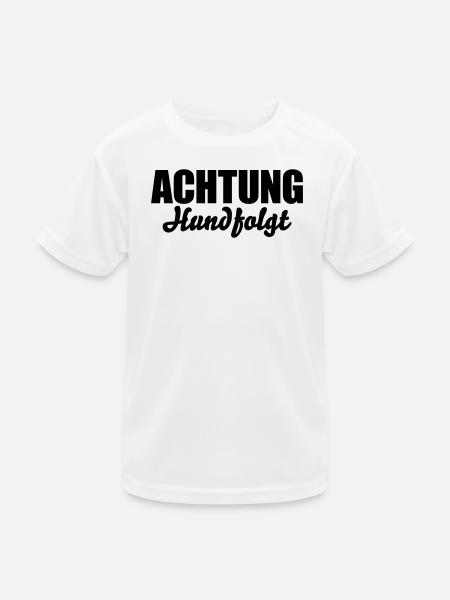 Achtung Hund folgt - Kinder Funktions-T-Shirt - Weiß - Vorne