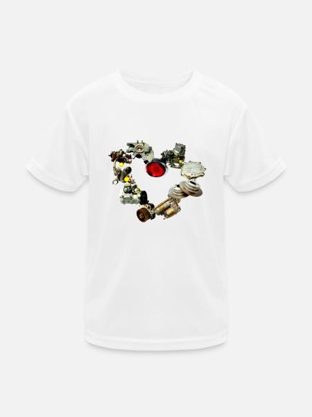 Autoteile-Herz - gebrauchte Autoteile mit Herz! - Kinder Funktions-T-Shirt - Weiß - Vorne
