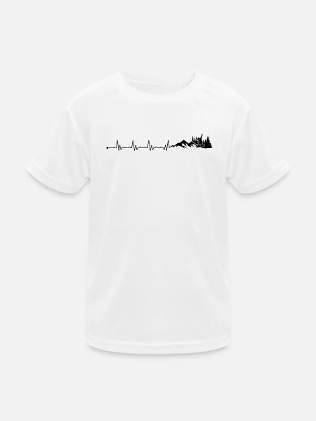 Heartbeat Snowboarder Wintersport - Kinder Funktions-T-Shirt - Weiß - Vorne