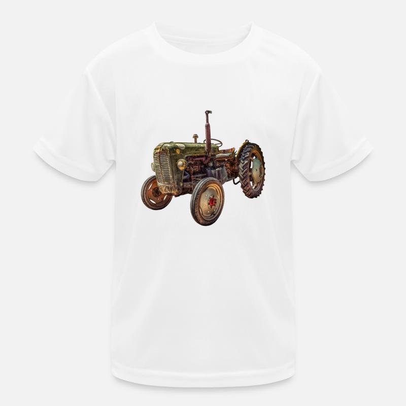 grüner Traktor Oldtimer Kinder Funktions-T-Shirt