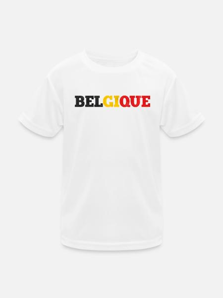 Belgien - Kinder Funktions-T-Shirt - Weiß - Vorne