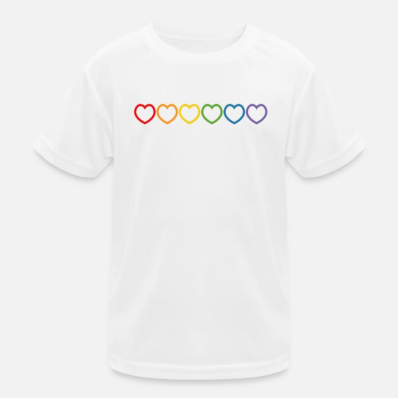 Regenbogenherzchen outline Kinder Funktions-T-Shirt