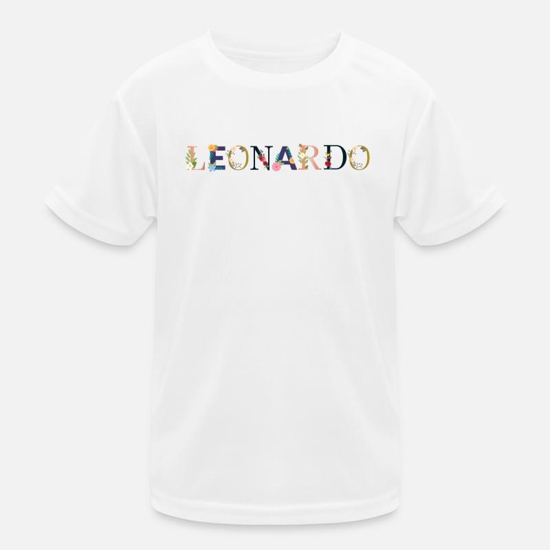 LEONARDO Name mit Blumen geschmückt Kinder Funktions-T-Shirt
