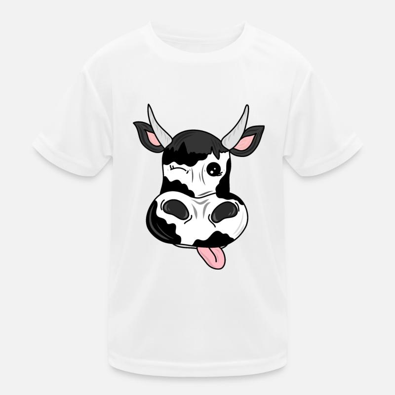 black and white cow with horns funny gift Kids Functional T-Shirt