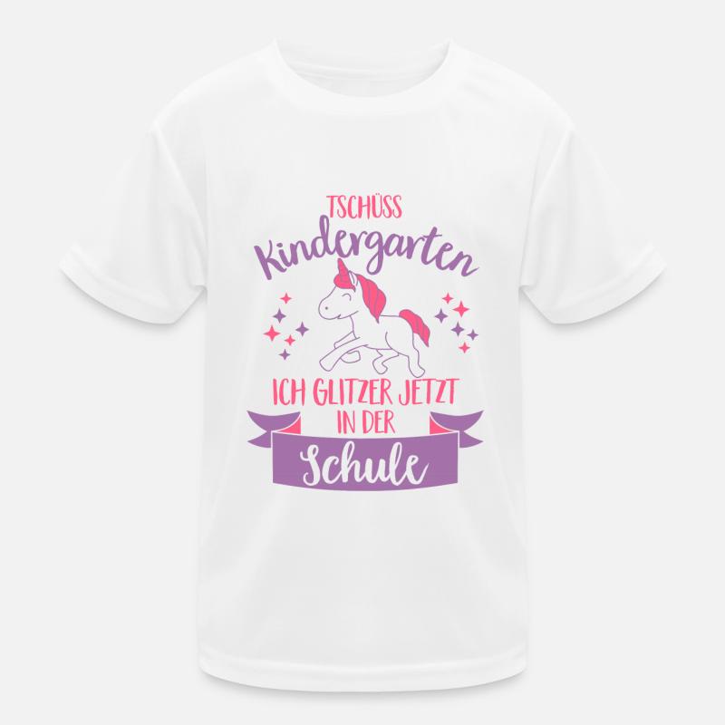 Tschüss Kindergarten Einhorn Einschulung - Kinder Funktions-T-Shirt - Weiß