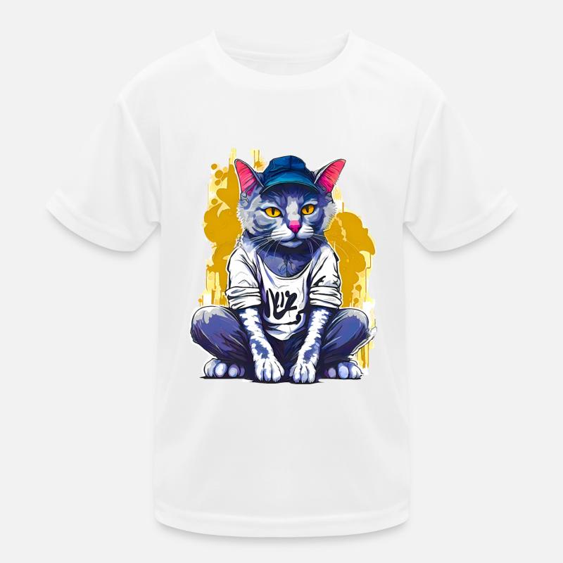 Cat graffiti - Kids Functional T-Shirt - white