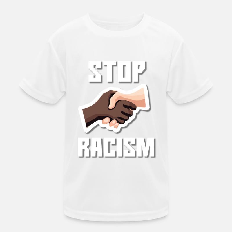 Stop au racisme Poignée de main Blanc T-shirt sport Enfant
