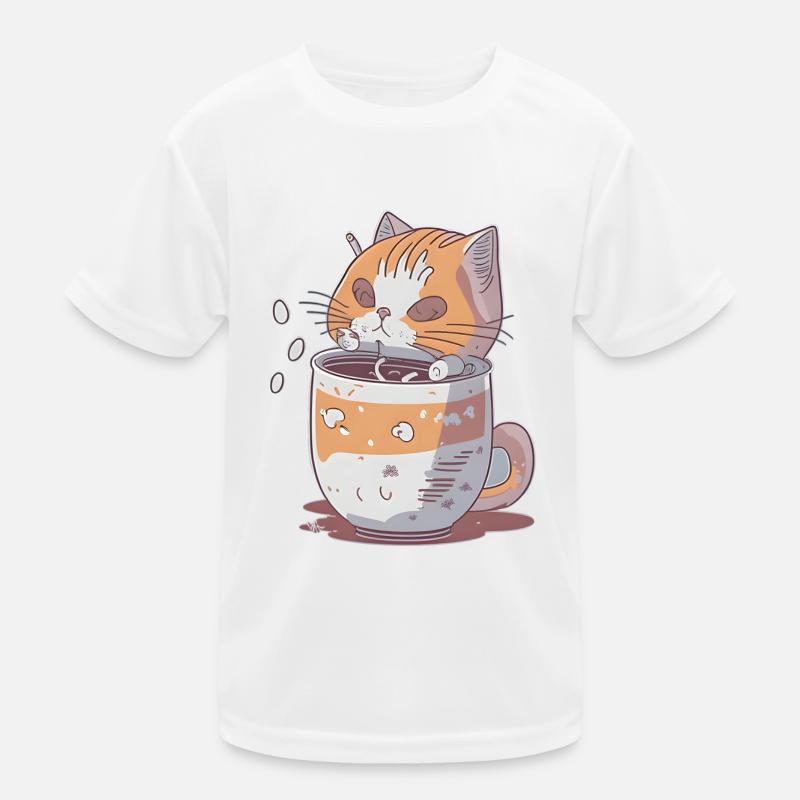 Kawaii Kätzchen, das über einen Becher schaut Kinder Funktions-T-Shirt