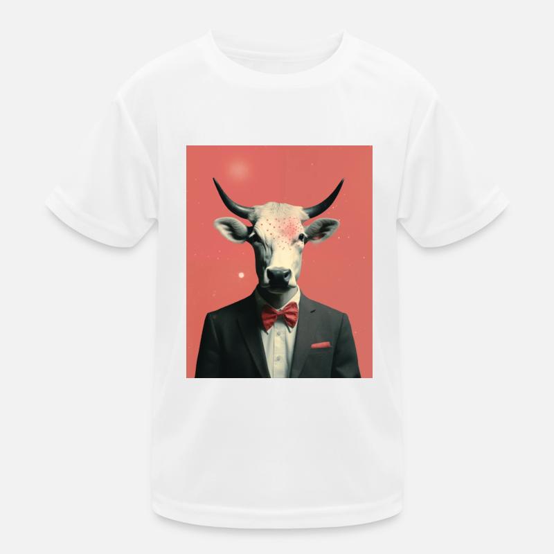 Mann Kuh surreale Collage Kinder Funktions-T-Shirt