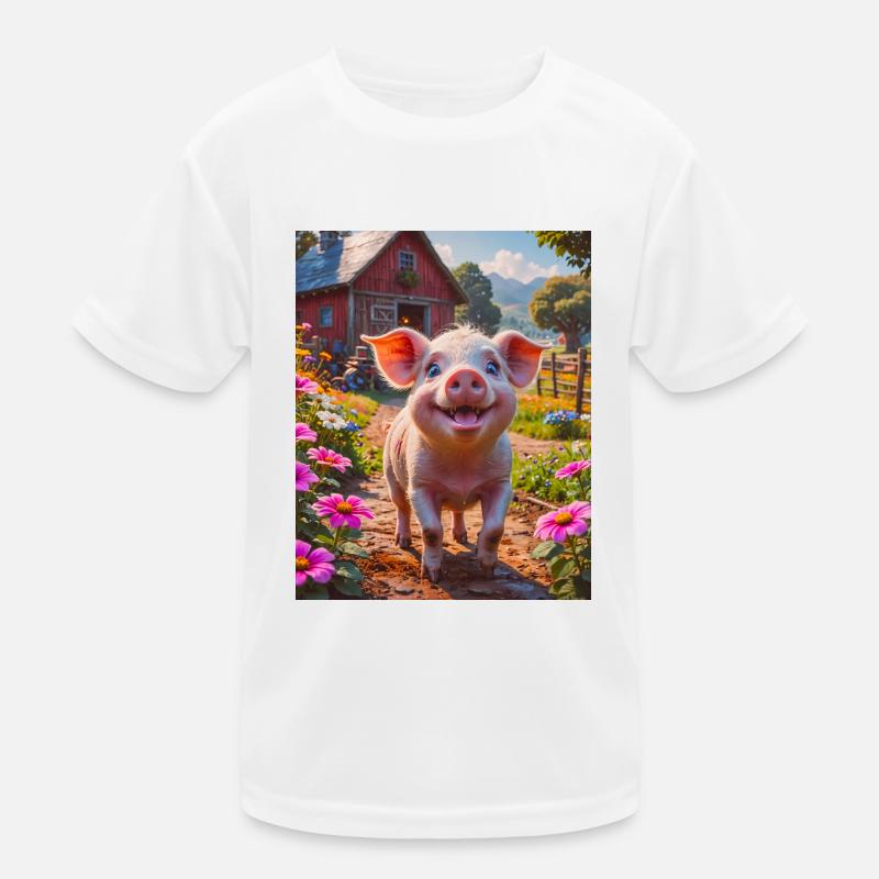Animaux super mignons dans une forêt – cochon domestique T-shirt sport Enfant