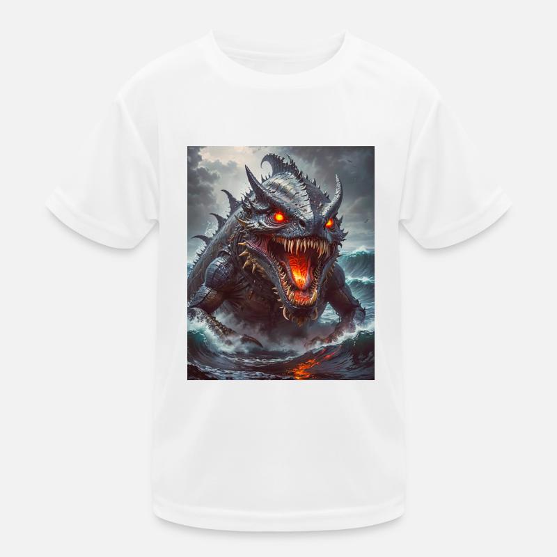 Akugyo Demonic sea monster with glowing eyes and r Kids Functional T-Shirt