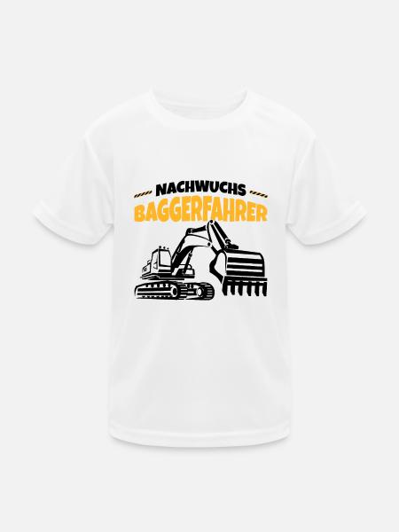 Bagger - Kinder Funktions-T-Shirt - Weiß - Vorne