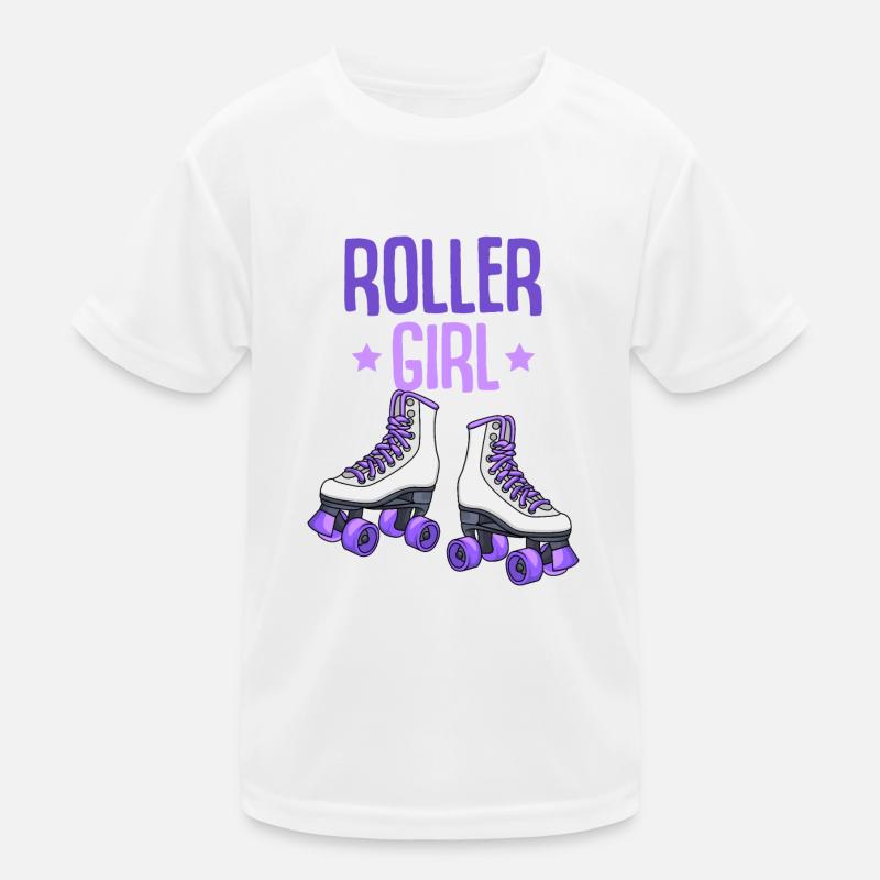 Rollschuhe - Kinder Funktions-T-Shirt - Weiß