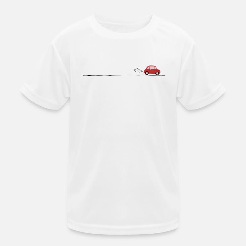 Rotes Auto auf der Straße Kinder Funktions-T-Shirt