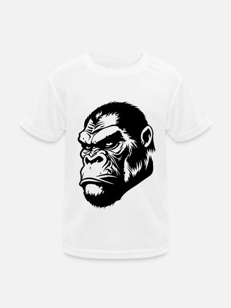 Gorilla Head - Kids Functional T-Shirt - white - Front