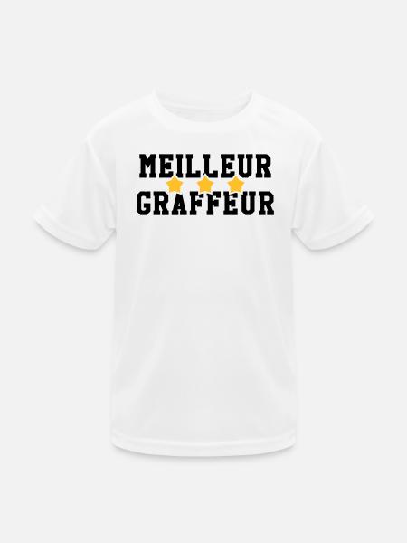 Graffiti / Tag / Writer / Street Art - Kinder Funktions-T-Shirt - Weiß - Vorne