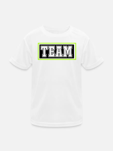 team- - Kinder Funktions-T-Shirt - Weiß - Vorne