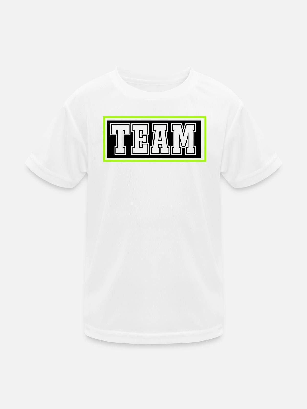 team- - Kinder Funktions-T-Shirt - Weiß - Vorne