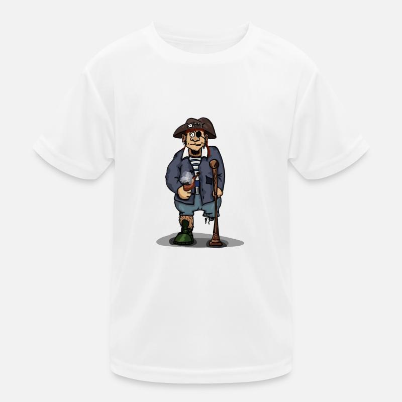 Pirat mit Holzbein Augenklappe Geschenkidee Kinder Funktions-T-Shirt