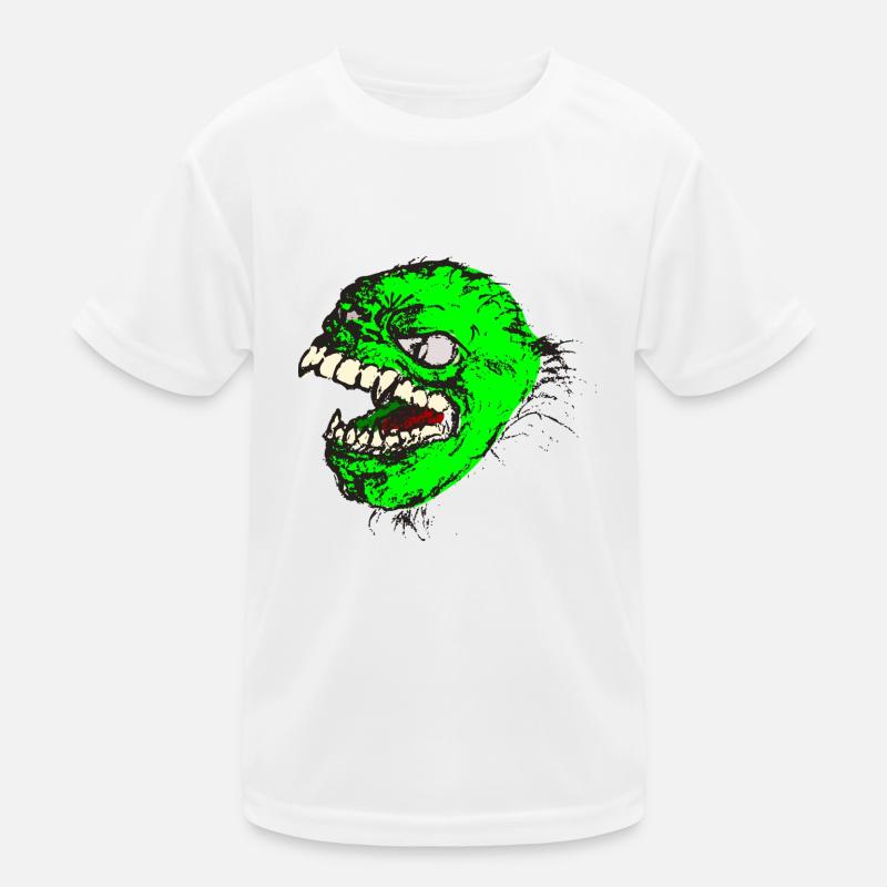 Green monster has sharp teeth Kids Functional T-Shirt