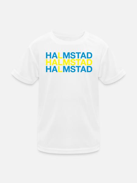 HALMSTAD Schweden Schwedische Flagge Swedish Flag - Kinder Funktions-T-Shirt - Weiß