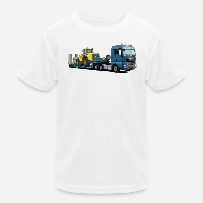 Tieflader mit Bagger - Kinder Funktions-T-Shirt - Weiß