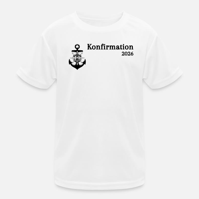 Konfirmation 2026 Glaube christlich Anker Ruder Kinder Funktions-T-Shirt