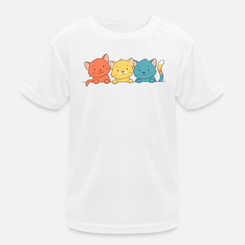 Trio Bunte Katzen Freunde Kinder Funktions-T-Shirt