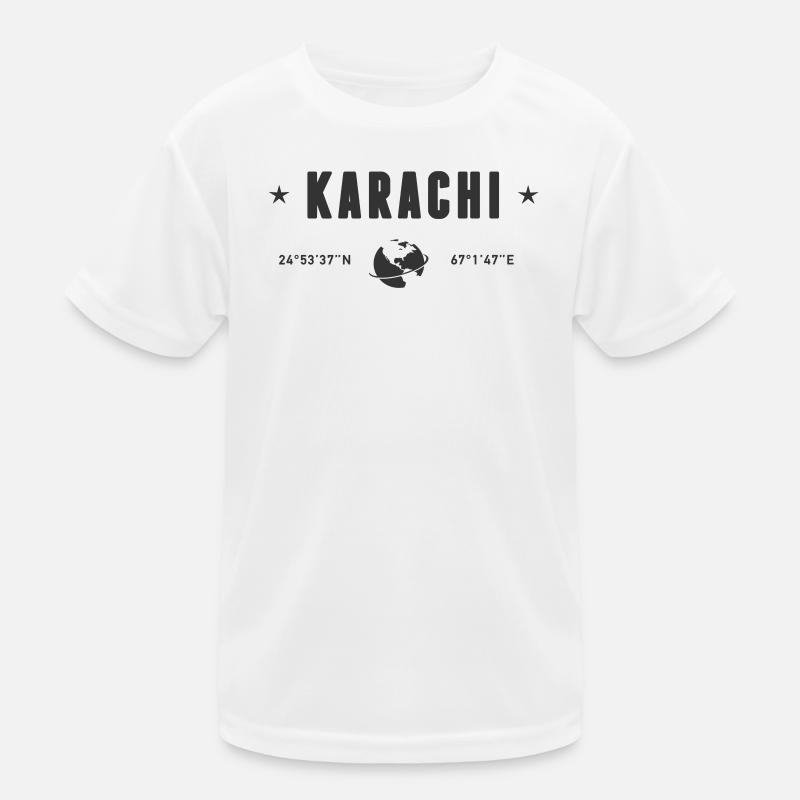 Karachi Pakistan Coordinates Planet Earth Kids Functional T-Shirt