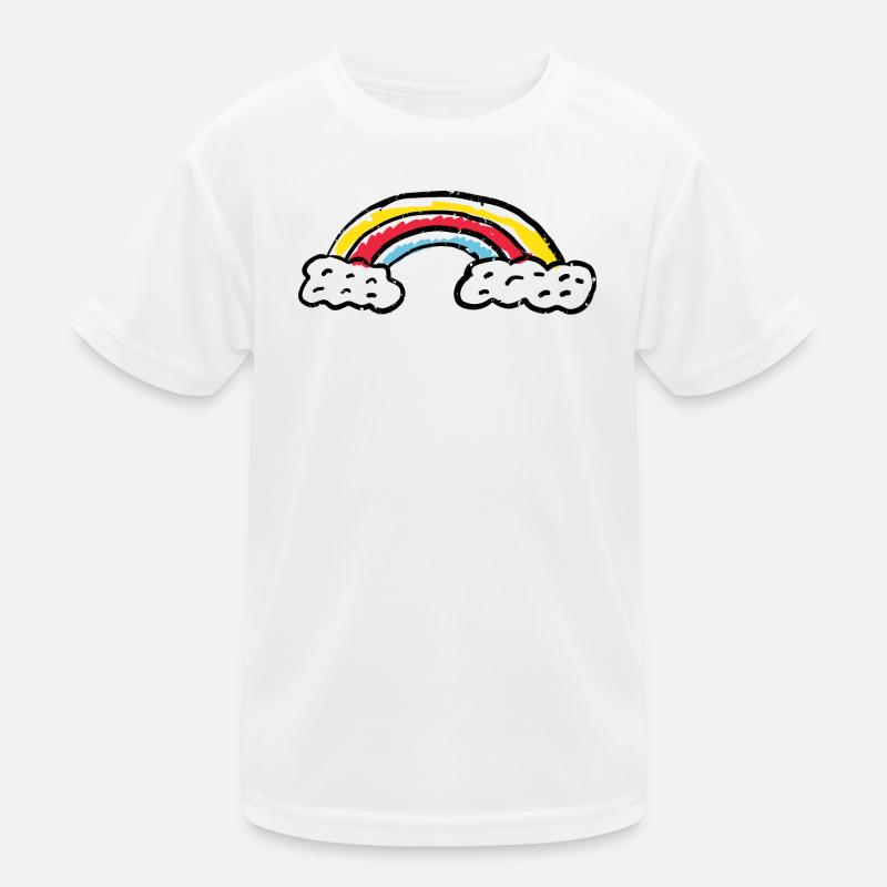 Regenbogen-Pinsel-Bogenstriche - Kinder Funktions-T-Shirt - Weiß
