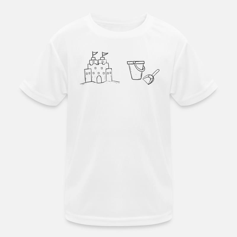 Château de sable Line Art Thème de la plage T-shirt sport Enfant
