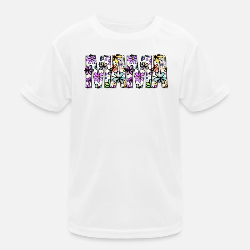 Blumenregenbogen-Wortmuster Kinder Funktions-T-Shirt