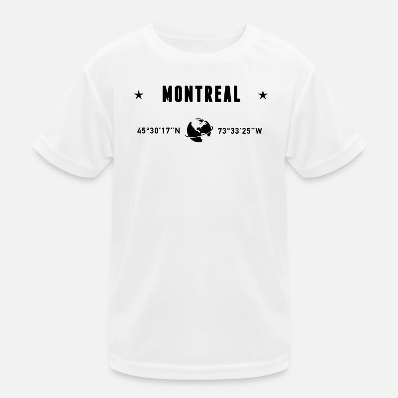 Montreal Quebec Coordinates Planet Earth Kids Functional T-Shirt