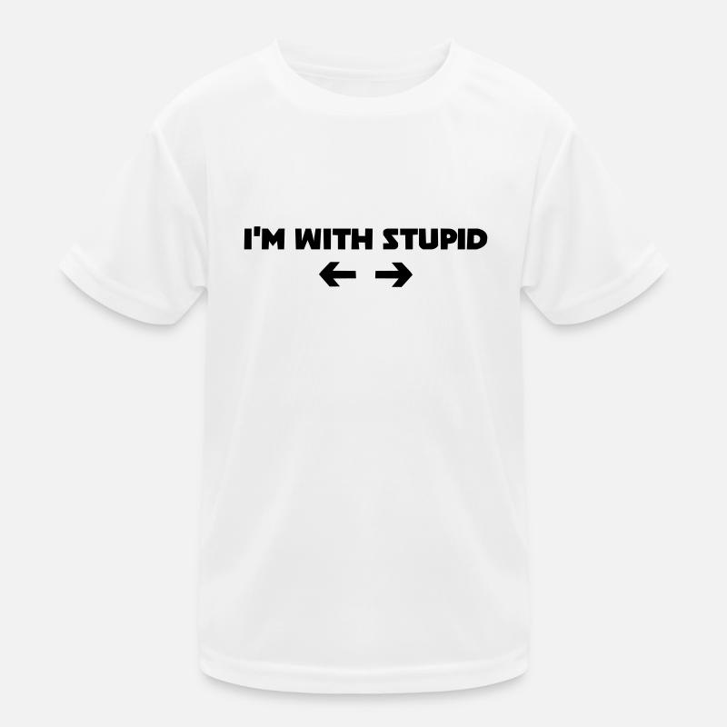 i m with stupid Kids Functional T-Shirt