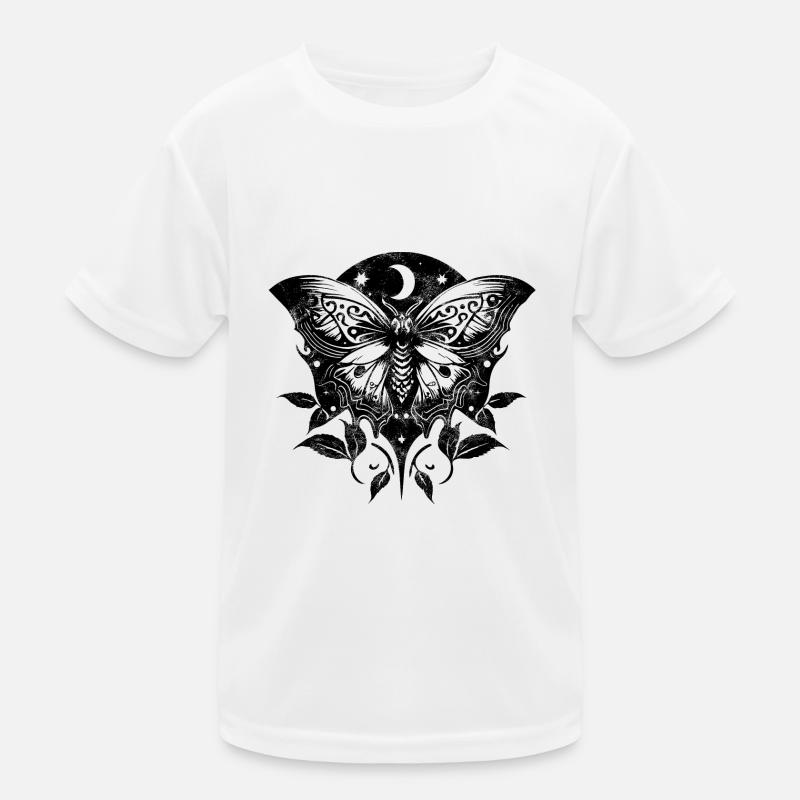 Moth, Moth, Moon, Vines, Gothic, Wicca Kids Functional T-Shirt